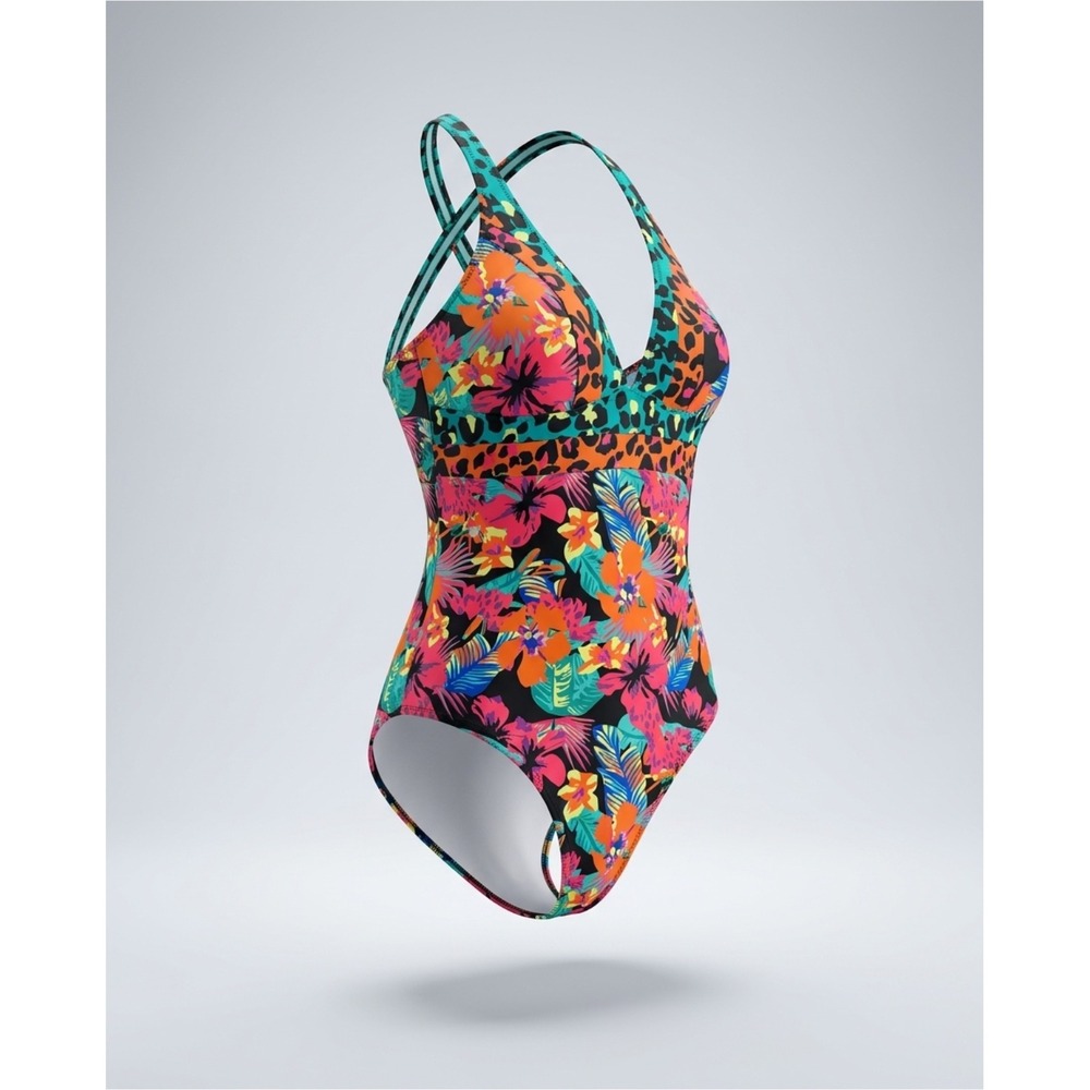 Live Life on the‎ Beach One Piece Swimsuit Womens L- XL Multicolor Floral New